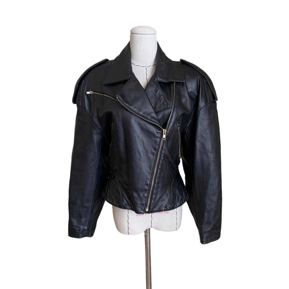 Vintage 80s North Beach Leather Black Motorcycle Biker Jacket